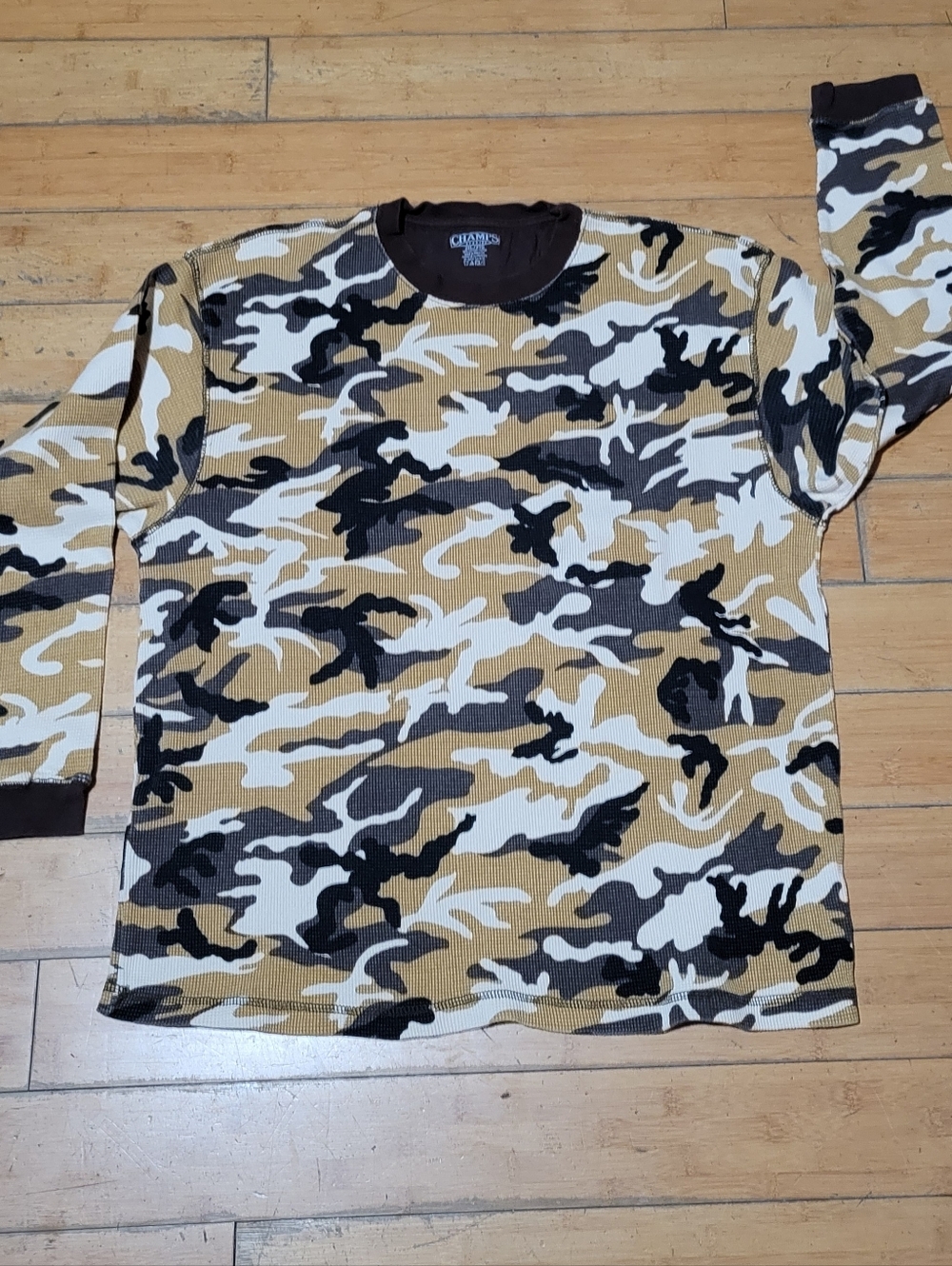 Champs Thermal Waffle Knit Camo Long Sleeve Pullover Men's 2XL